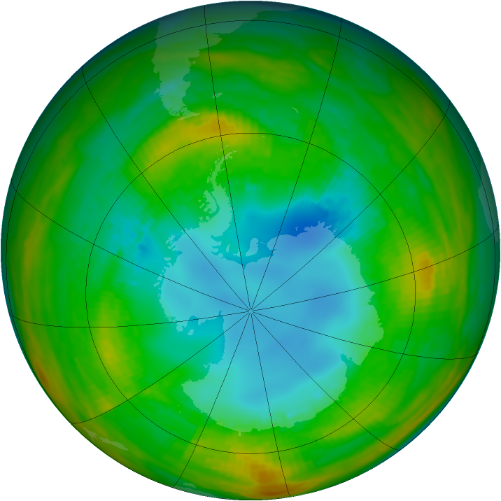 Antarctic ozone map for 14 August 1983